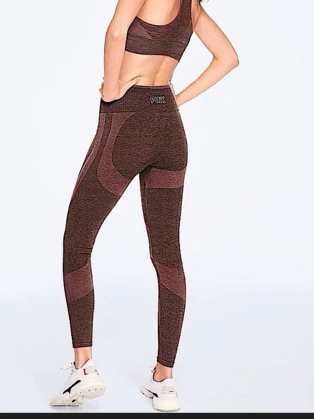 Pink Seamless High-Waist Performance Leggings - Brown OBO